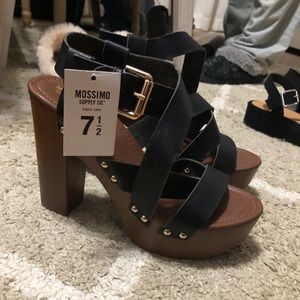 Black and gold heels